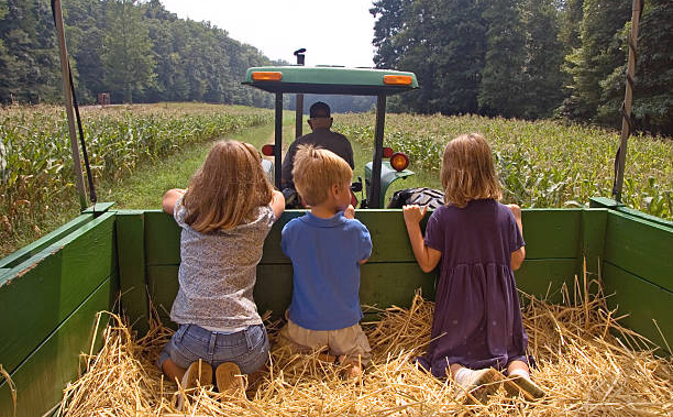 children on a hayride